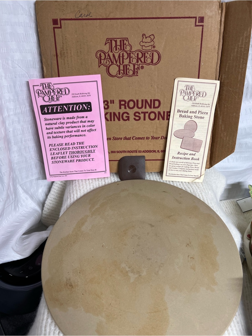 Vintage 1994 Pampered Chef 13" Round Baking Stone